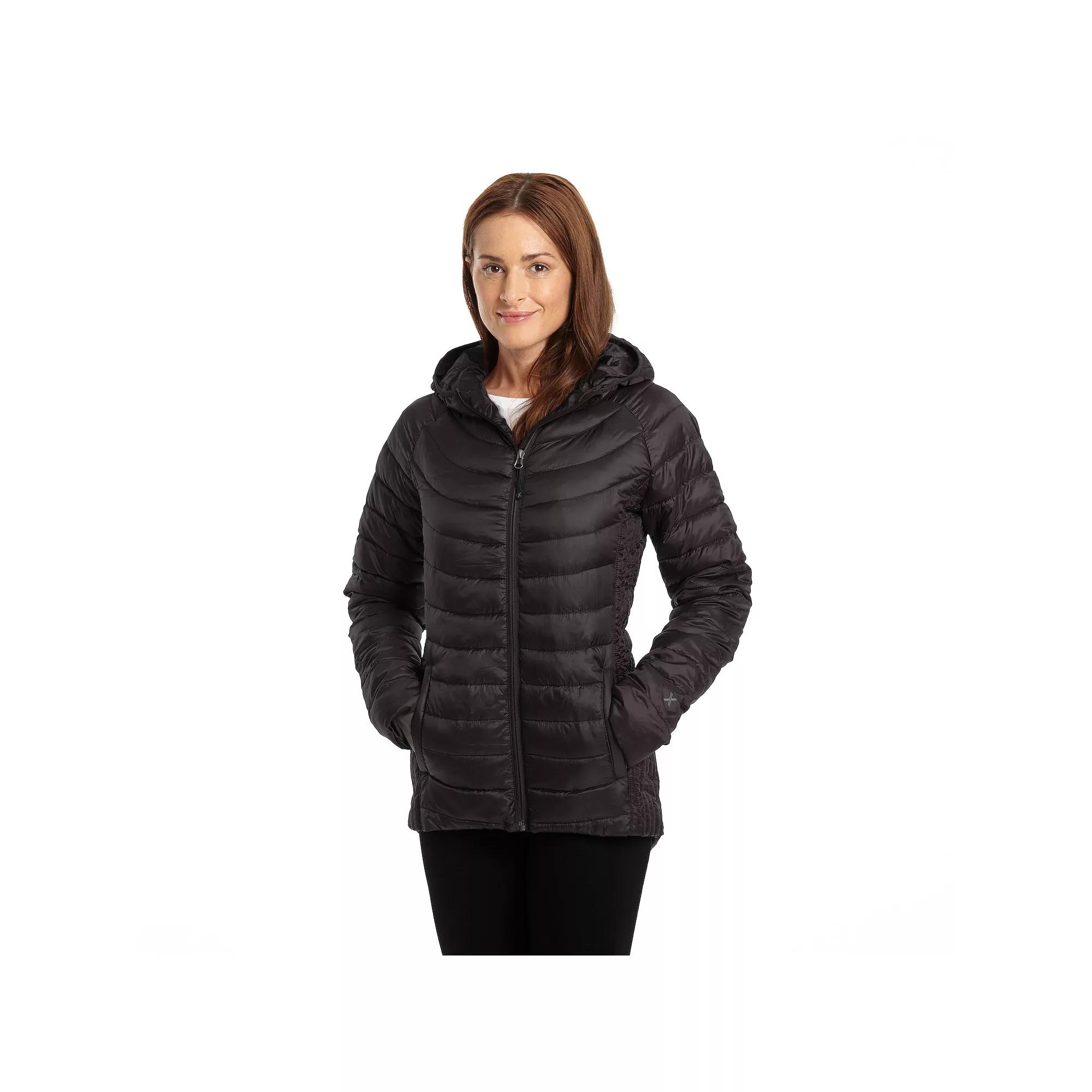 Plus Size Excelled Hooded Featherweight Puffer Jacket, Women's, Size: 3XL, Black Product Image