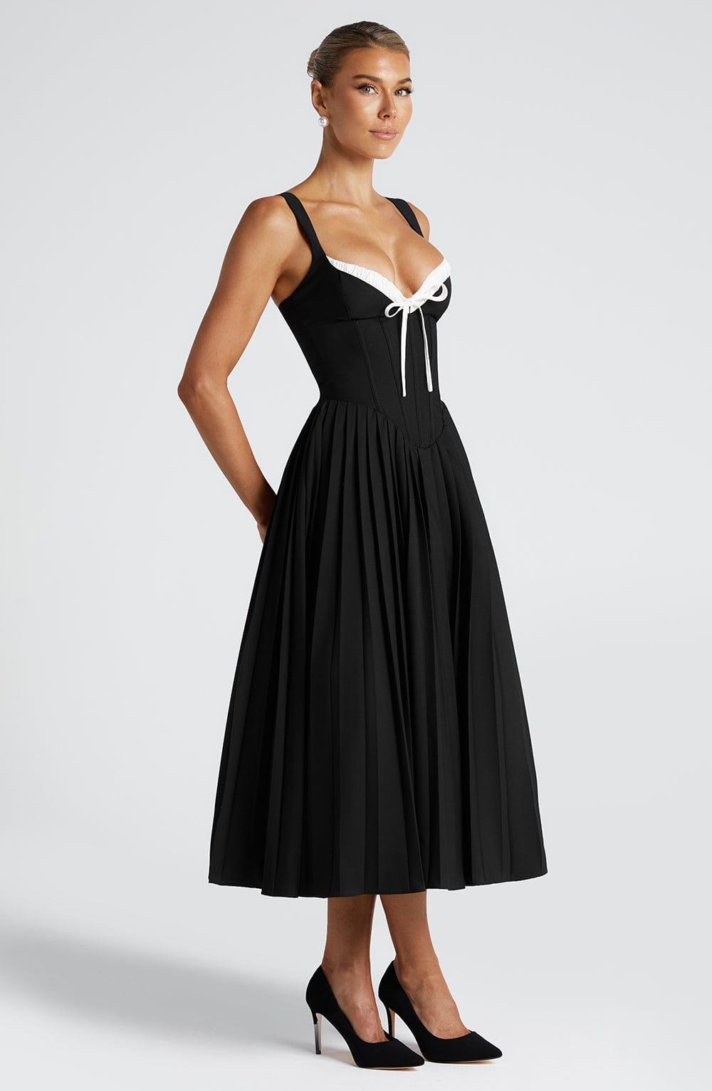Natassia Midi Dress - Black/White Product Image