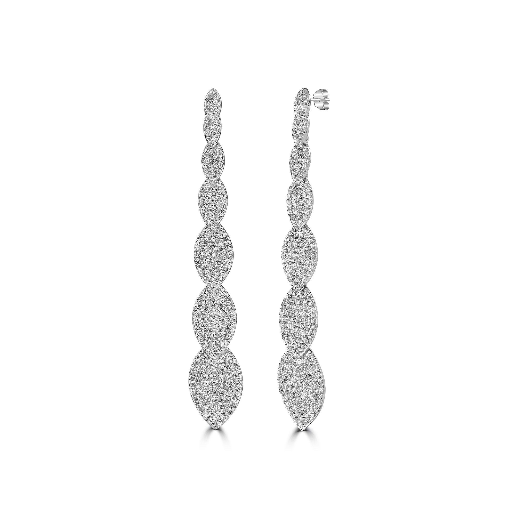 Judy Crowell Sterling Silver Graduated Marquis CZ Drop Earrings, Women's Product Image