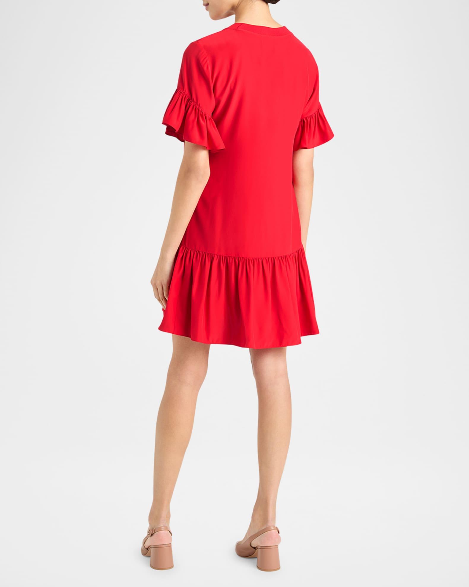 Leilah Ruffle Silk T-Shirt Dress Product Image
