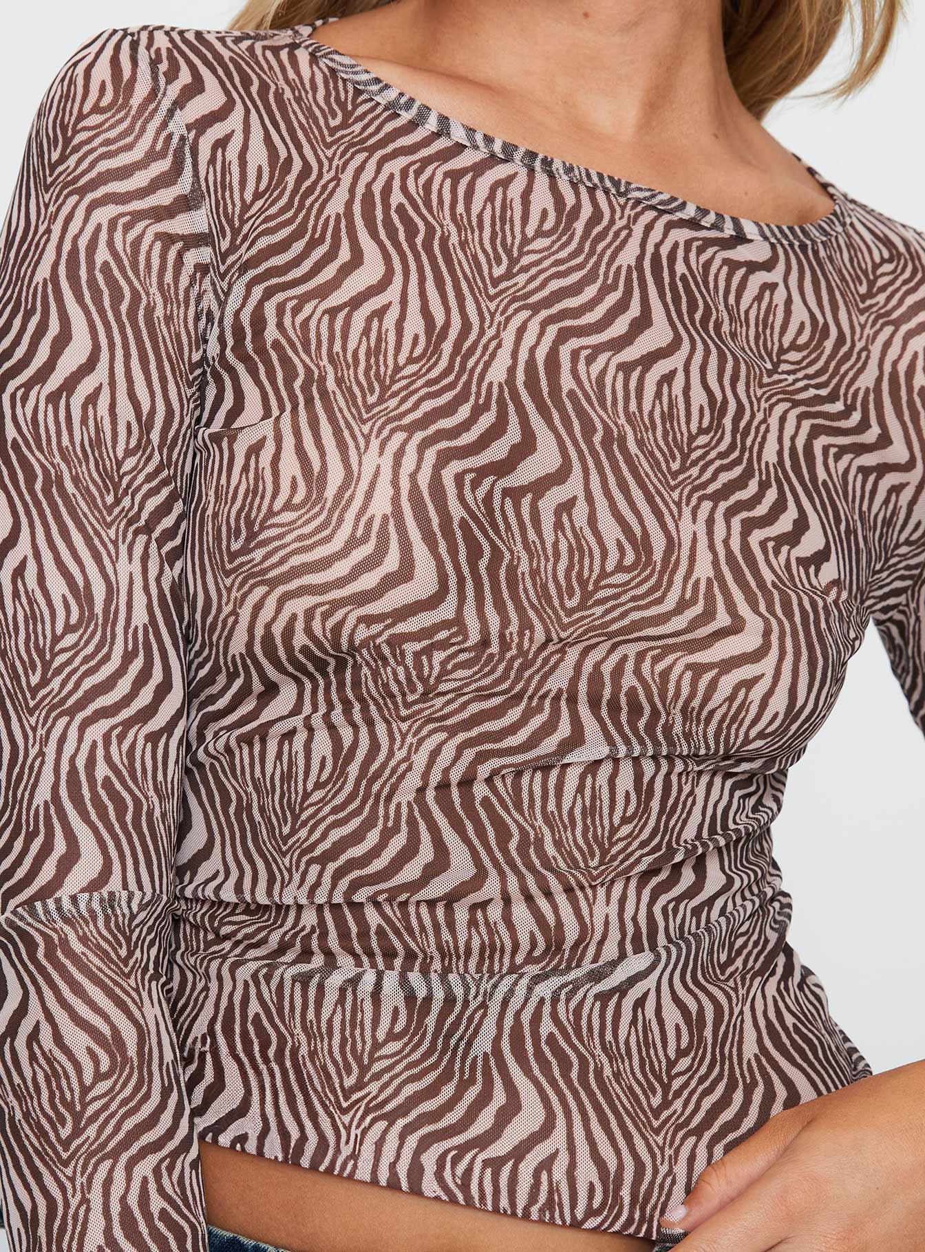 Believe Me Long Sleeve Top Zebra Product Image