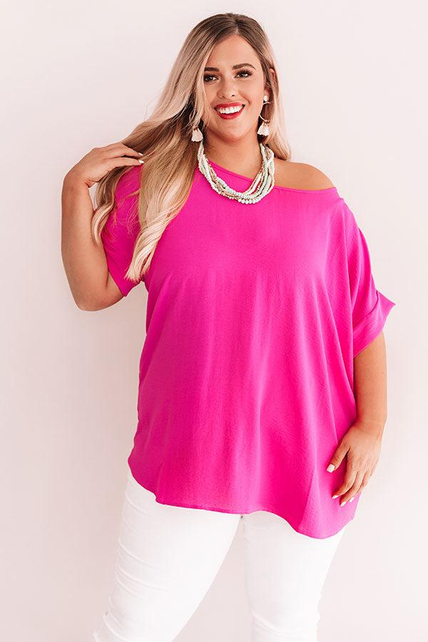 Champagne And Peonies Shift Top In Hot Pink Curves Product Image