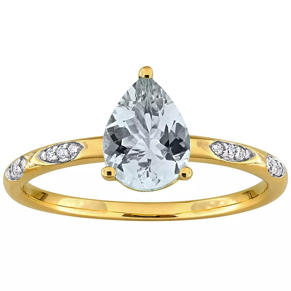 Stella Grace 14k Gold Aquamarine & 1/10 Carat T.W. Diamond Solitaire Ring, Women's, Size: 5 Product Image