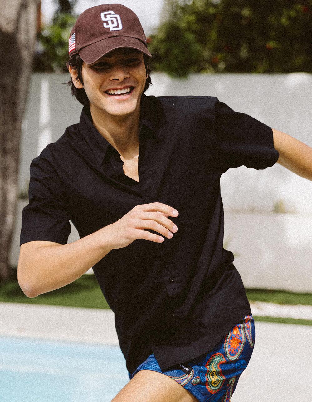 RSQ Mens Solid Button Up Shirt - BLACK Product Image