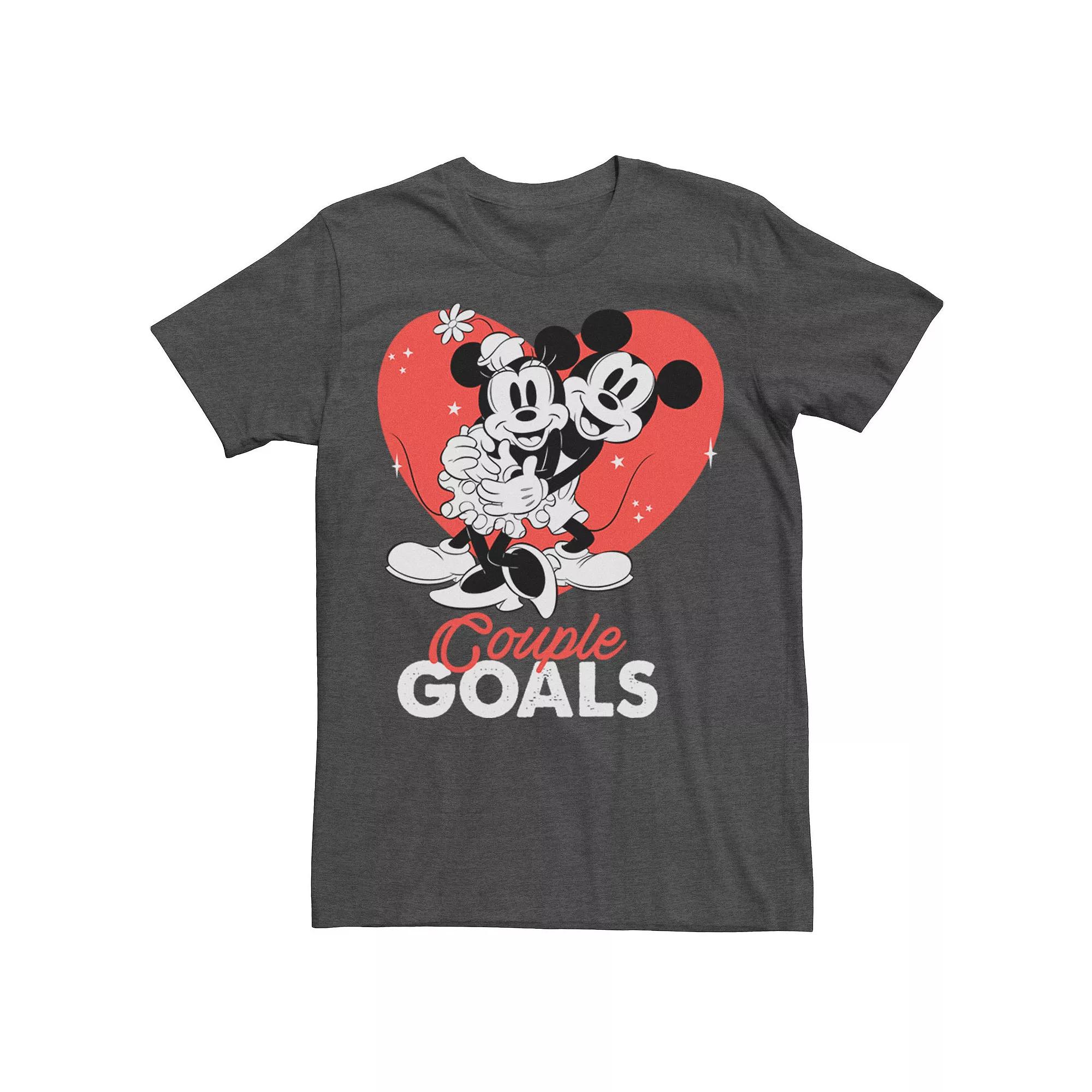 Disney's Mickey & Minnie Mouse Couple Goals Men's Tee, Size: Large, Grey Heather Product Image