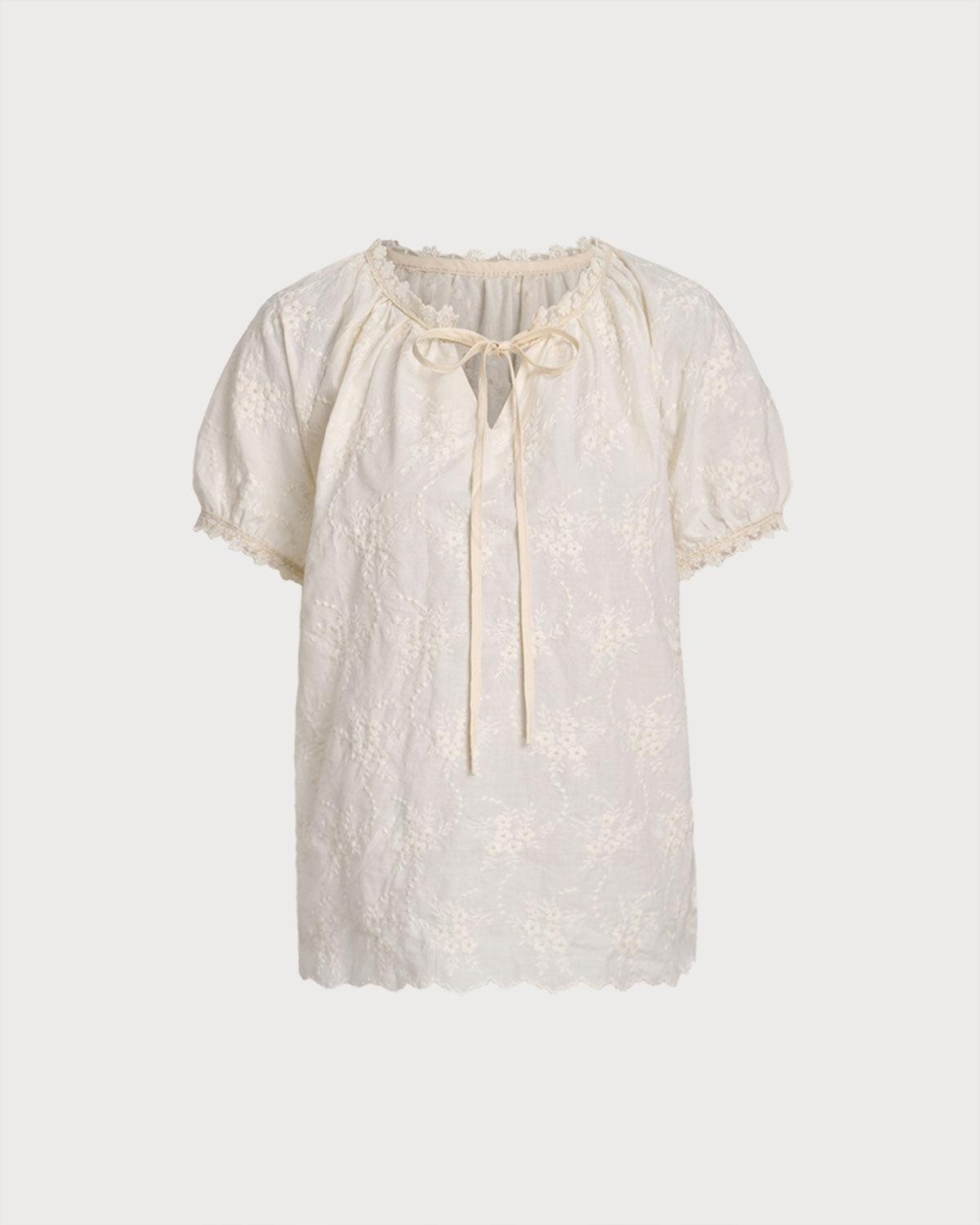 Beige Round Textured Neck Tee Product Image