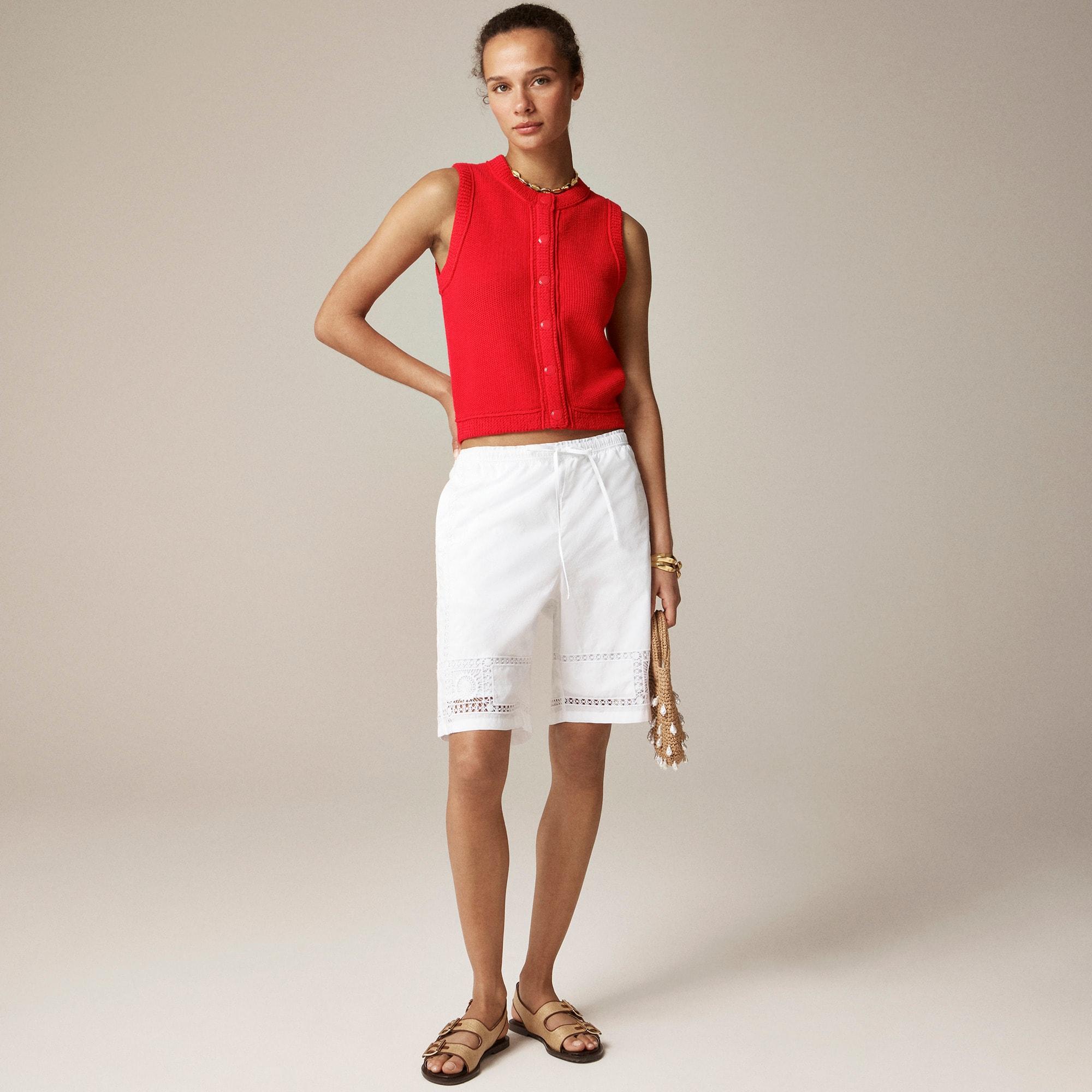 Cropped button-up sweater shell Product Image