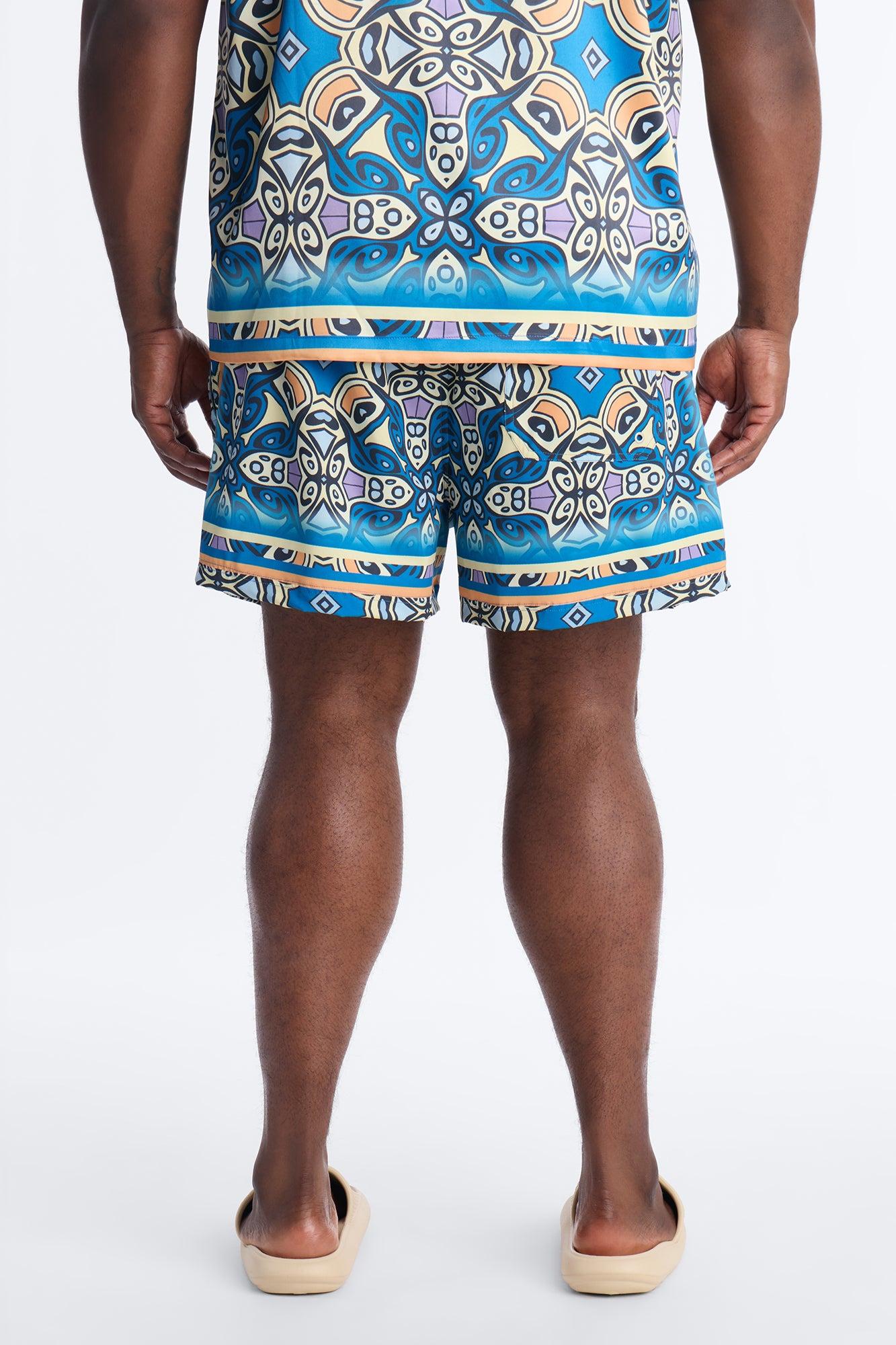 Mosaic Resort Printed Swim Trunk 4″ - Multi Color Product Image