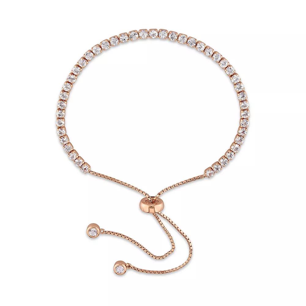 Stella Grace Rose Gold Tone Sterling Silver White Topaz Bolo Bracelet, Women's, Size: 7" Product Image