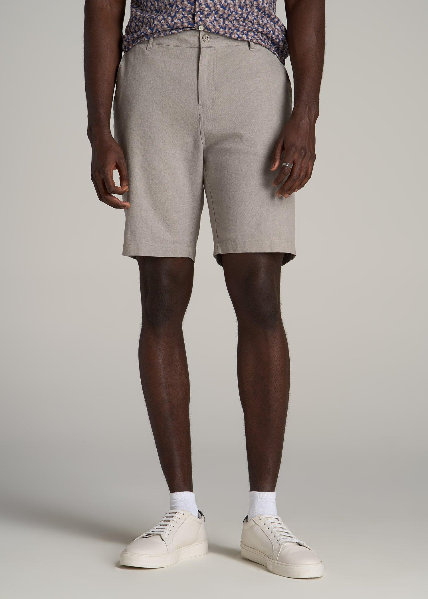 Linen Shorts For Tall Men in Burnt Orange Male Product Image