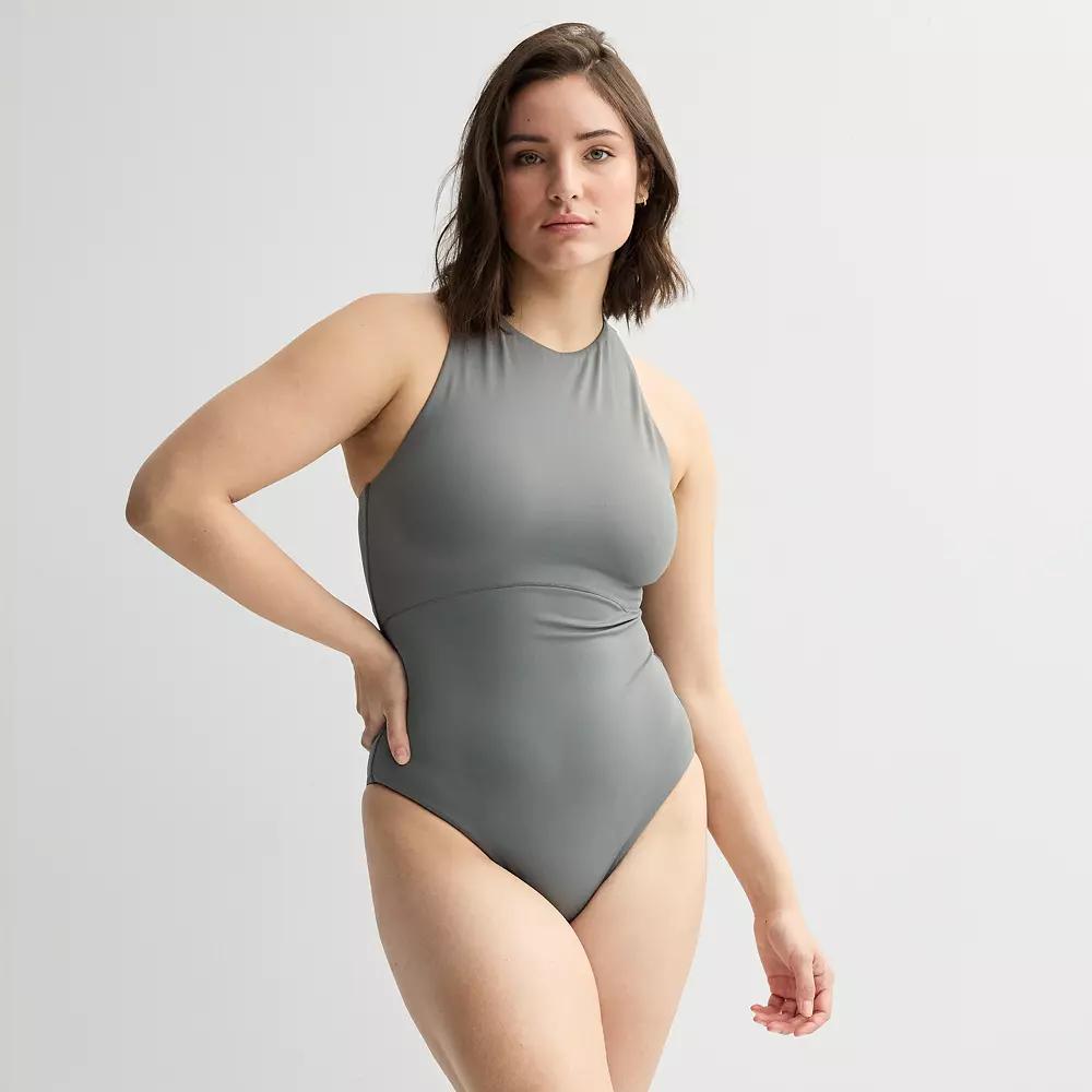 Women's FLX Swim To Gym Racerback One-Piece, Size: XL, Ashen Silver Product Image