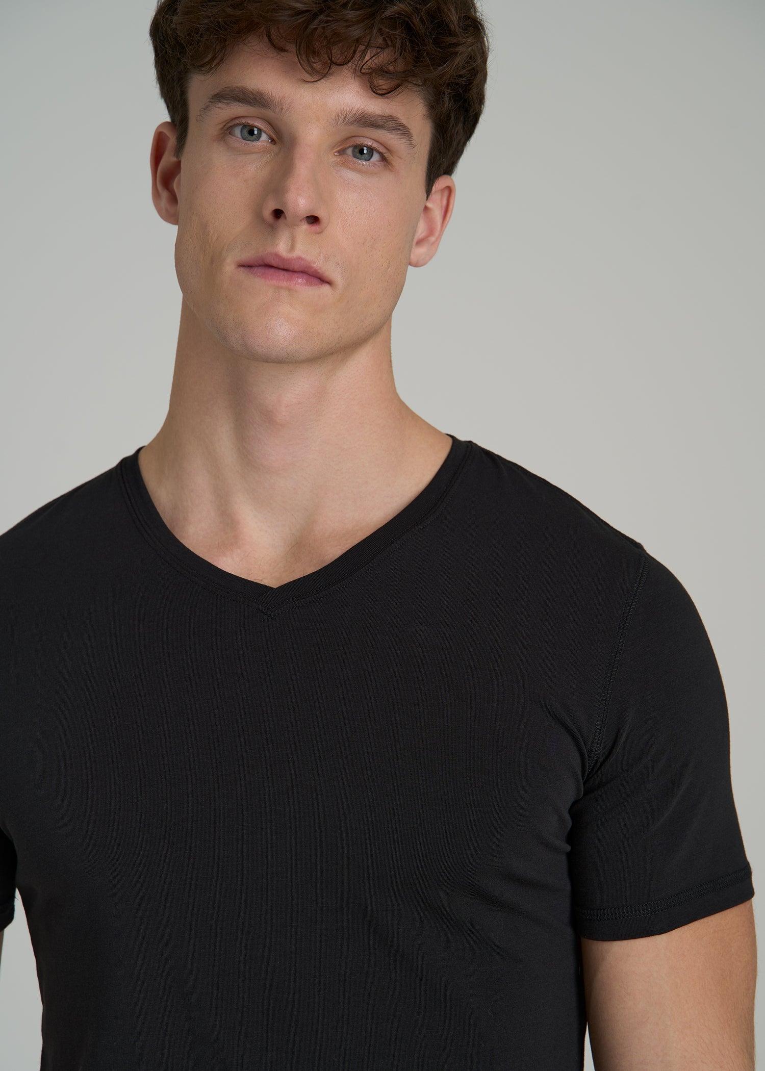 The Essential SLIM-FIT V-Neck Tee for Tall Men in Black Male Product Image