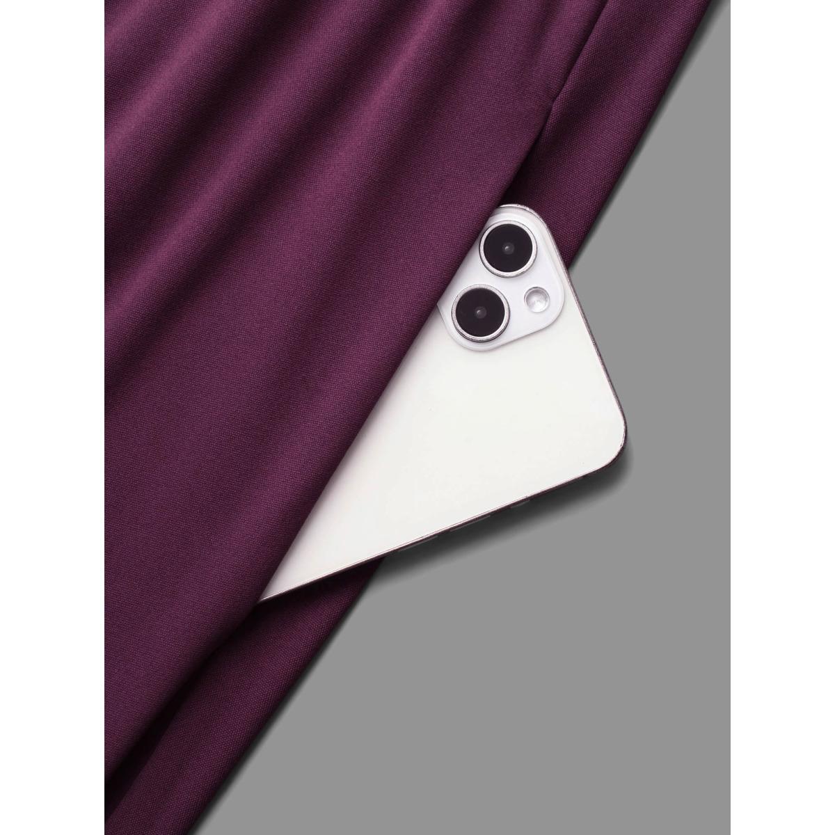 Plus Size Mock Neck Crochet Lace Belted Dress Deeppurplered Women Elegant Woven ribbon&lace trim Knit Dresses Bloomchic 30/6X Product Image