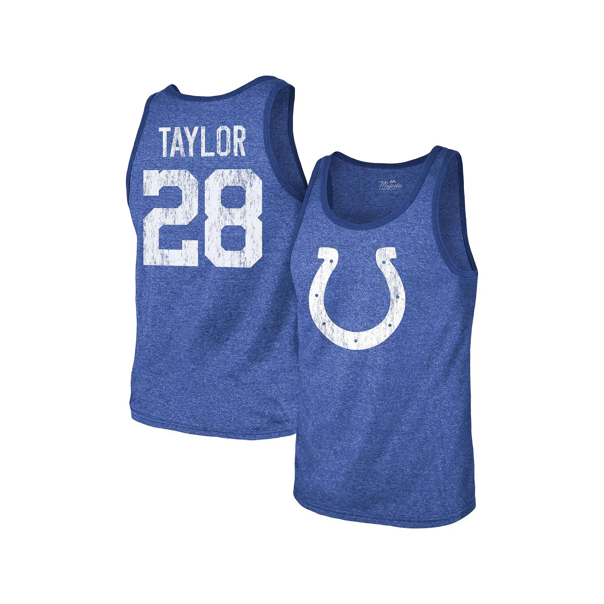 Men's Majestic Threads Jonathan Taylor Royal Indianapolis Colts Player Name & Number Tri-Blend Tank Top, Size: 2XL, Blue Product Image