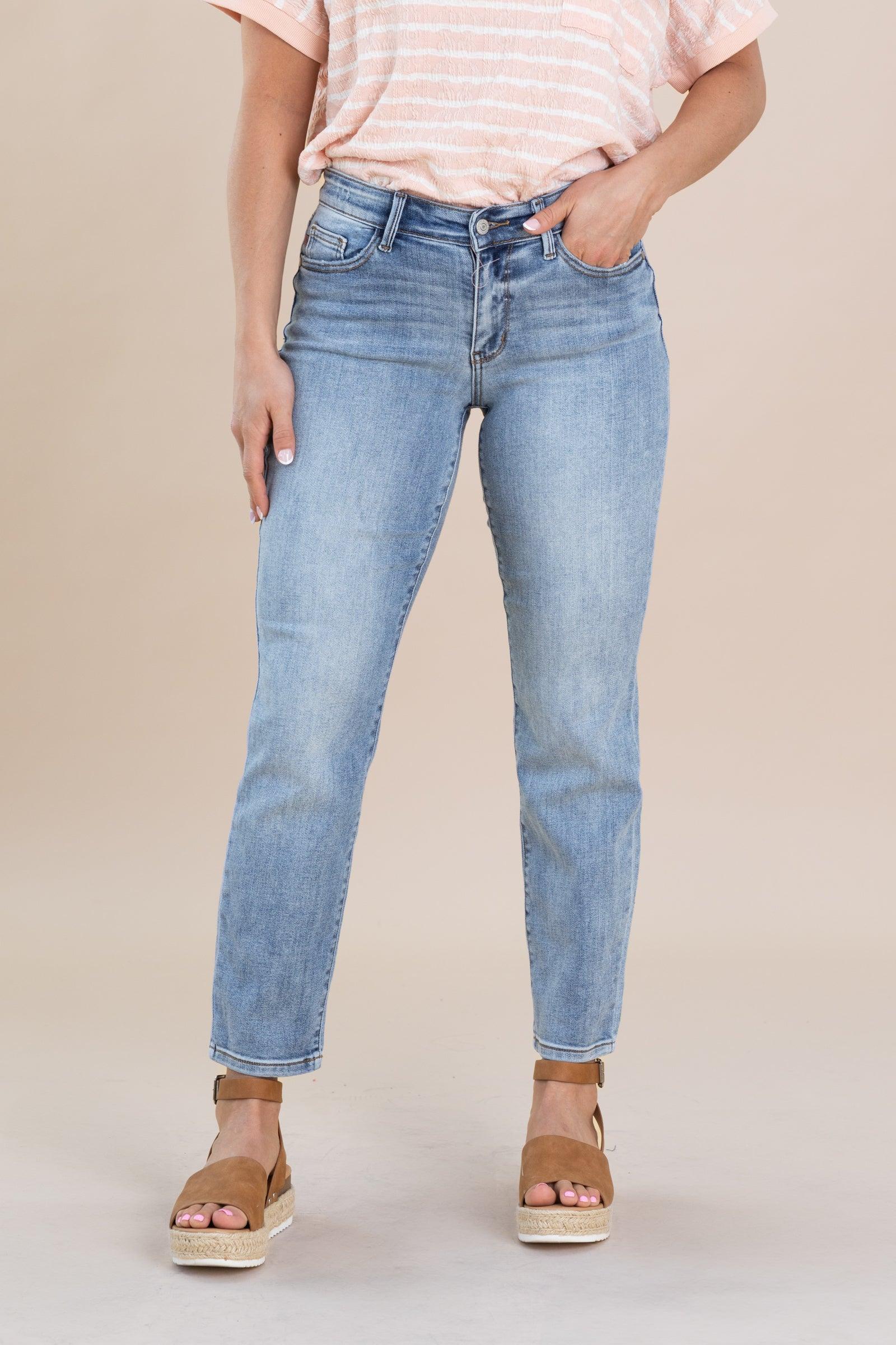 Judy Blue Medium Vintage Wash Slim Fit Jeans Product Image