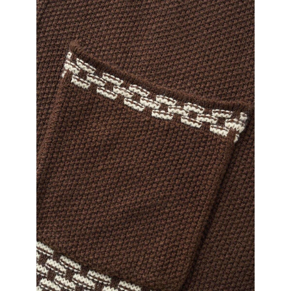 Plus Size Woolen Tassels Pockets Open Cardigan DarkBrown Women Resort Loose Long Sleeve Vacation Cardigans BloomChic 18-20/2X Product Image