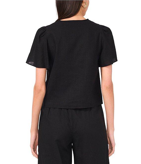 1. STATE V-Neck Short Sleeve Tie Front Blouse Product Image