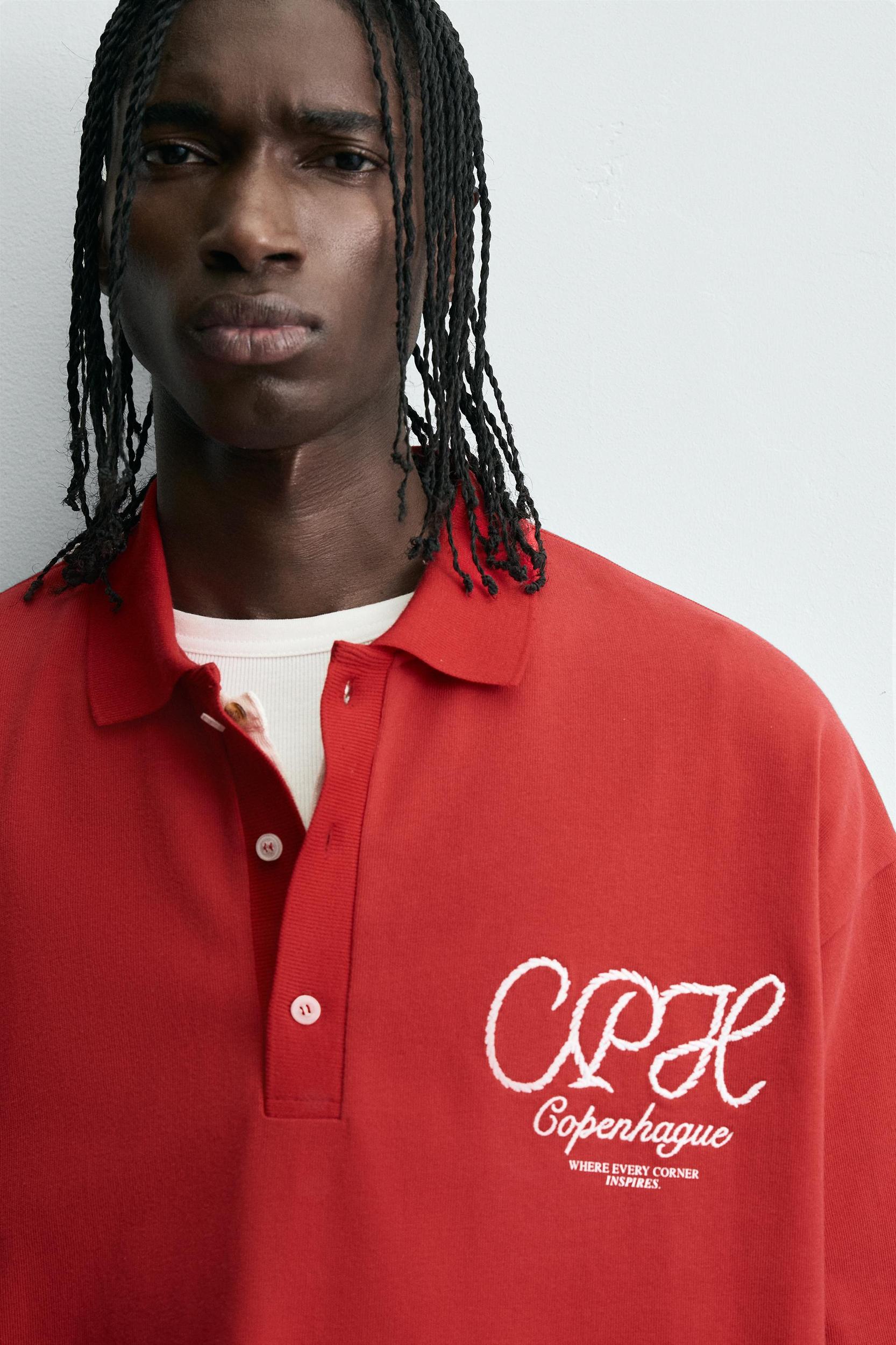 EMBROIDERED TEXT POLO SHIRT Product Image
