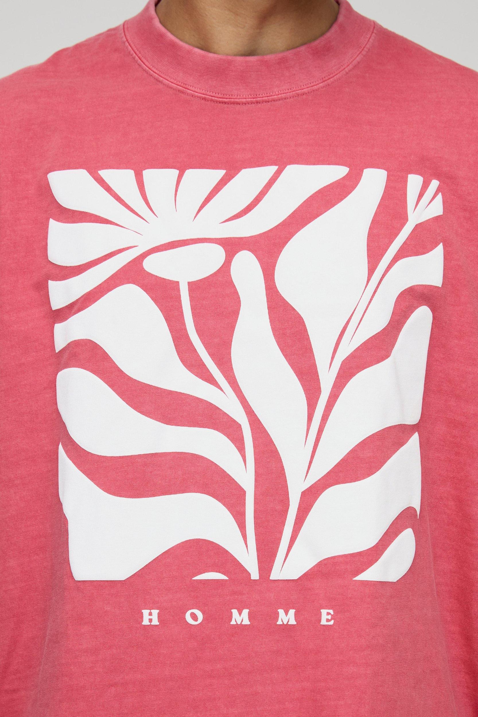 Oversized Boxy Extended Neck Floral Puff Print T-Shirt | boohooMAN USA Product Image