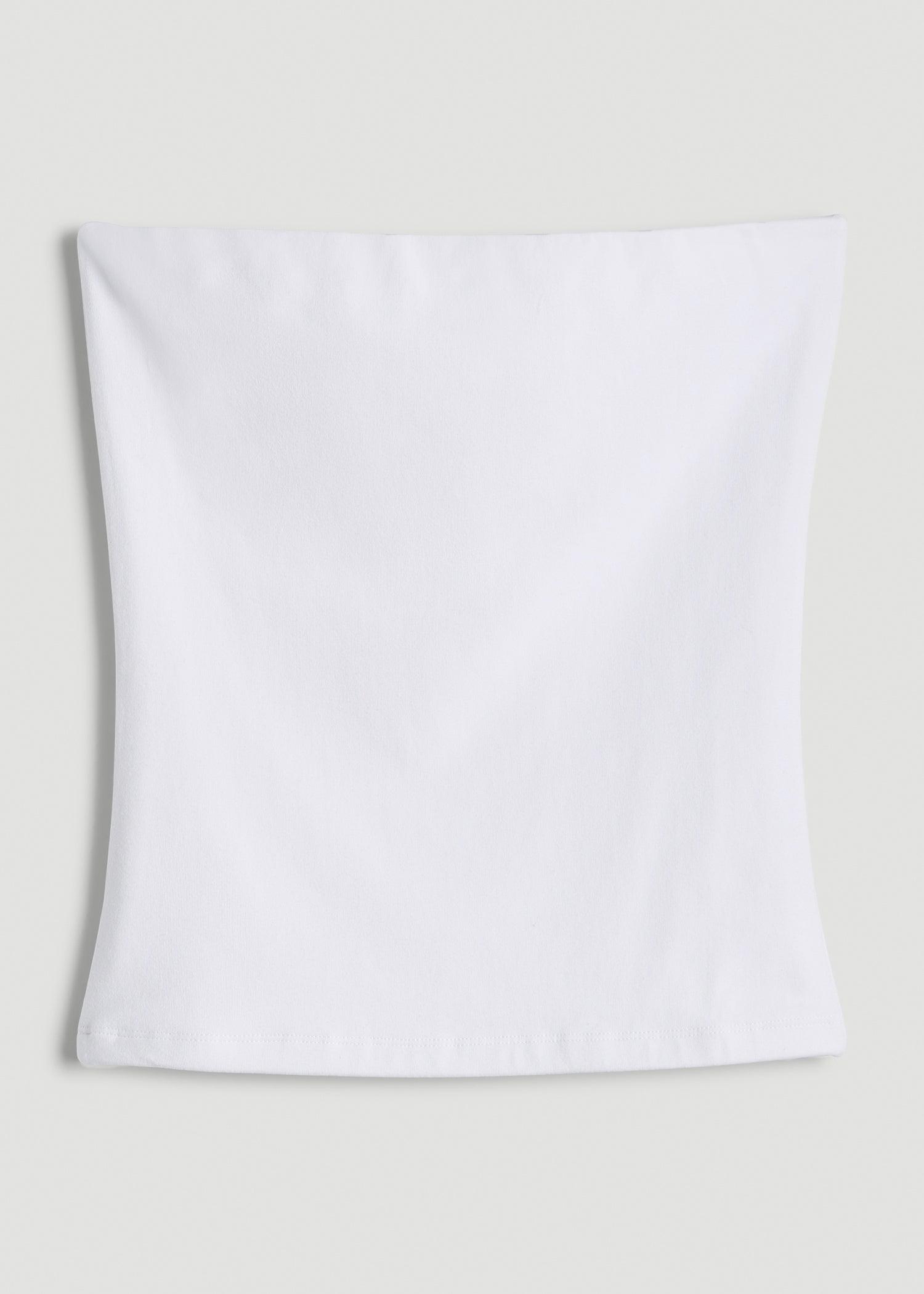 Cotton Tube Top for Tall Women in White Product Image