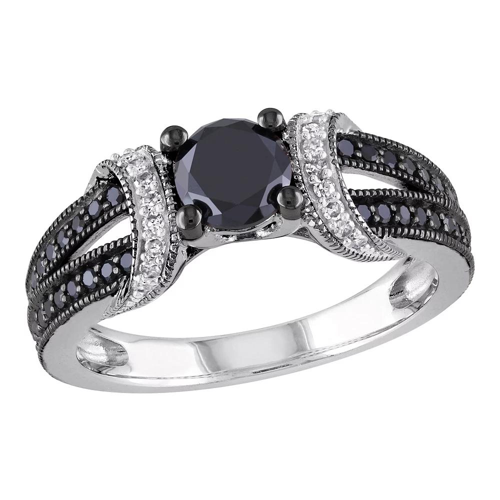 Stella Grace Sterling Silver 1 Carat T.W. Black & White Diamond Wedding Ring, Womens Product Image