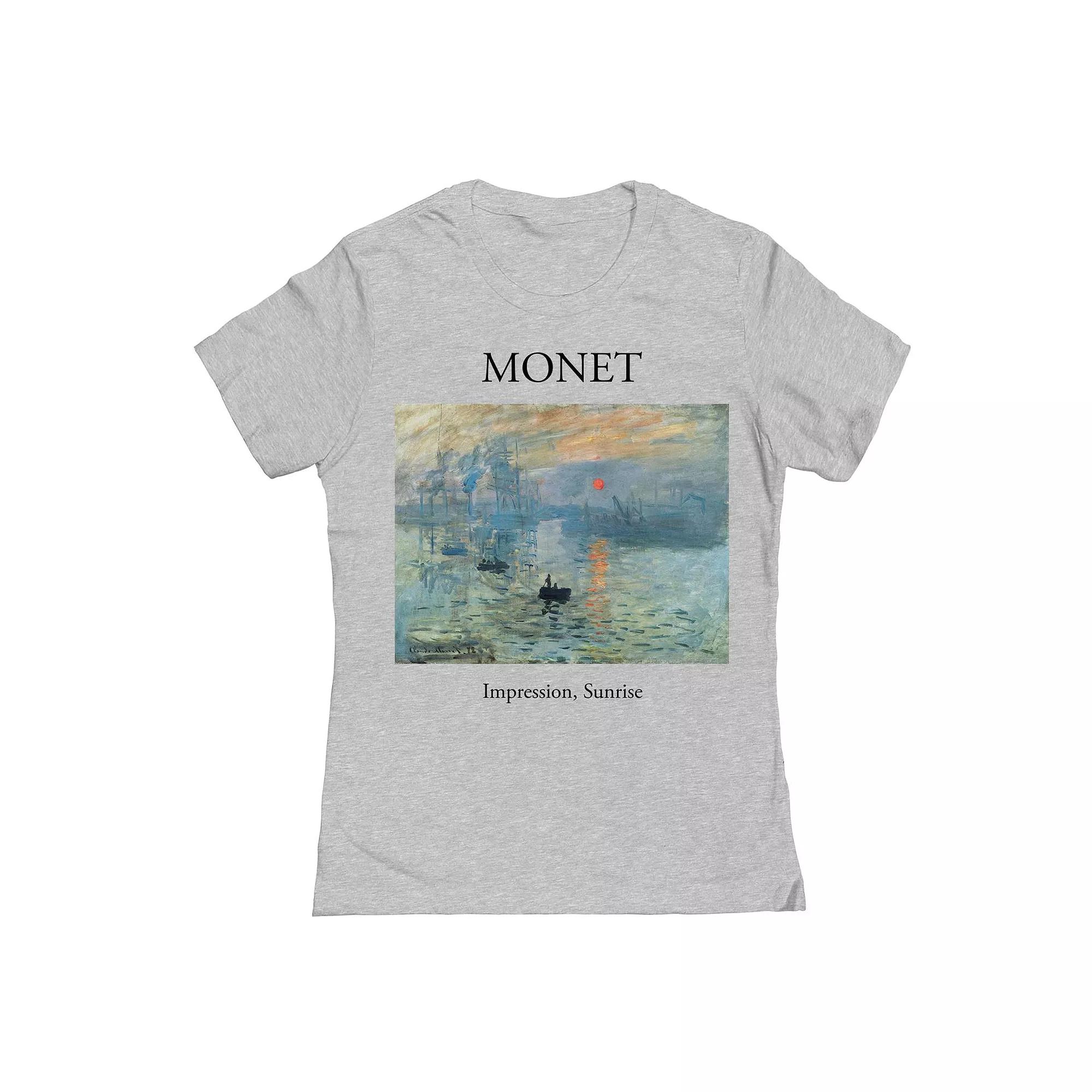 Junior's Monet Impression Sunrise Womens Graphic Tee, Girl's, Size: Small, Sport Gray Product Image
