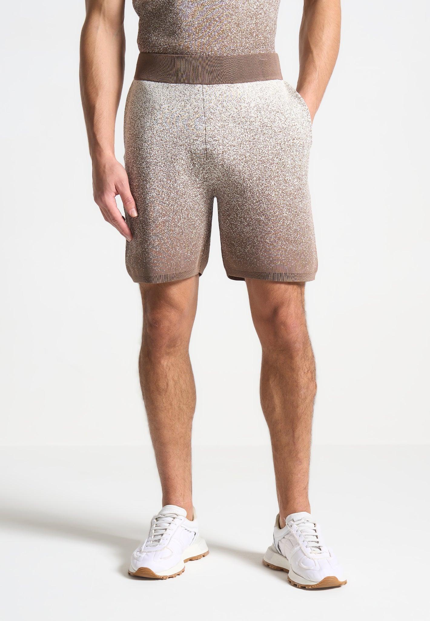 Ombré Knit Shorts - Taupe/White Male Product Image