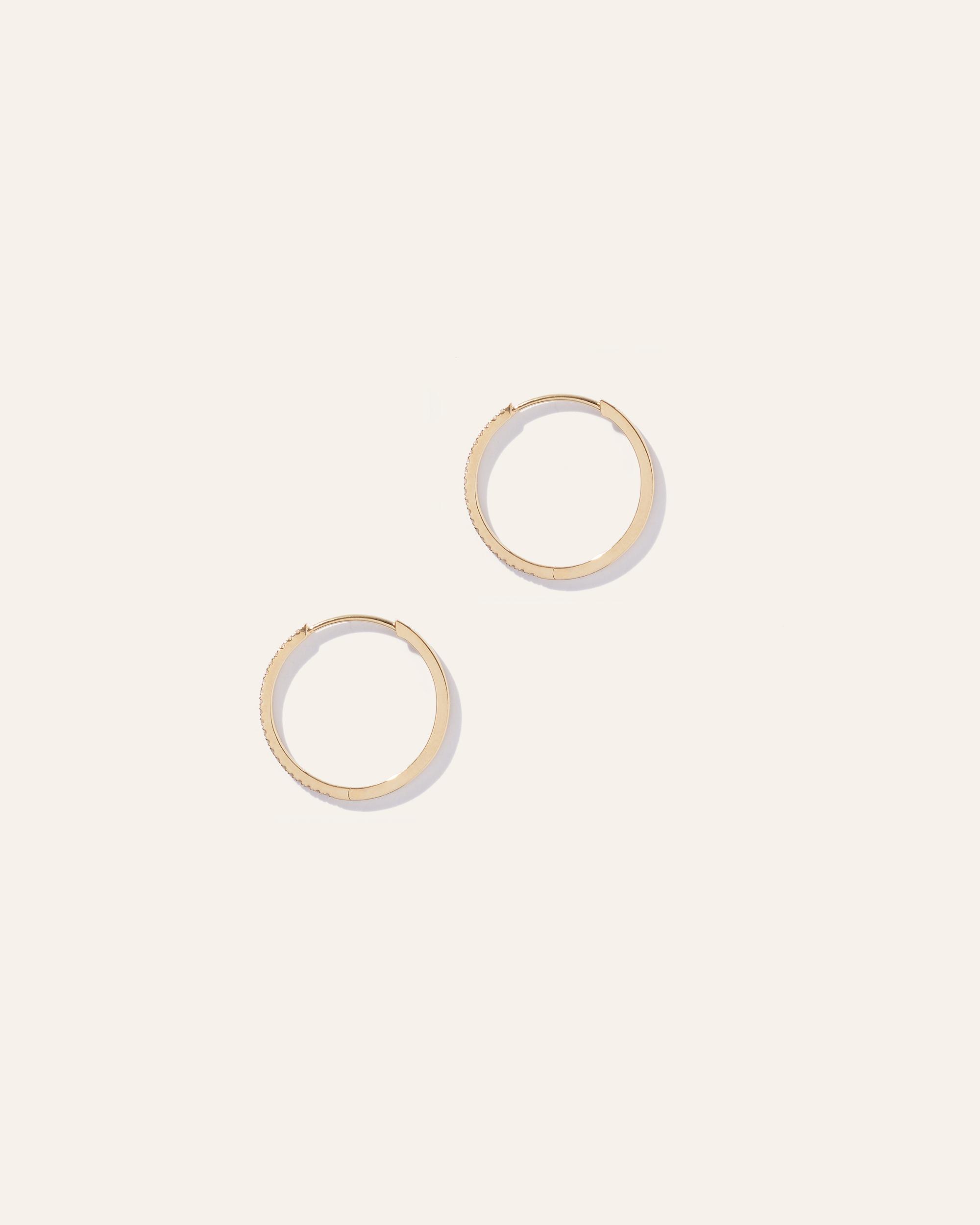 Quince | Women's 14K Gold Pave Diamond Medium Hoop Earrings Product Image