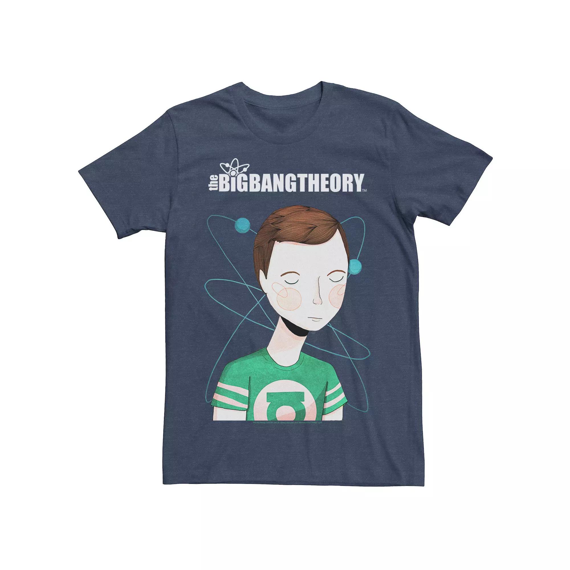 Mens The Big Bang Theory Sheldon Simple Cartoon Portrait Tee Navy Grey Product Image