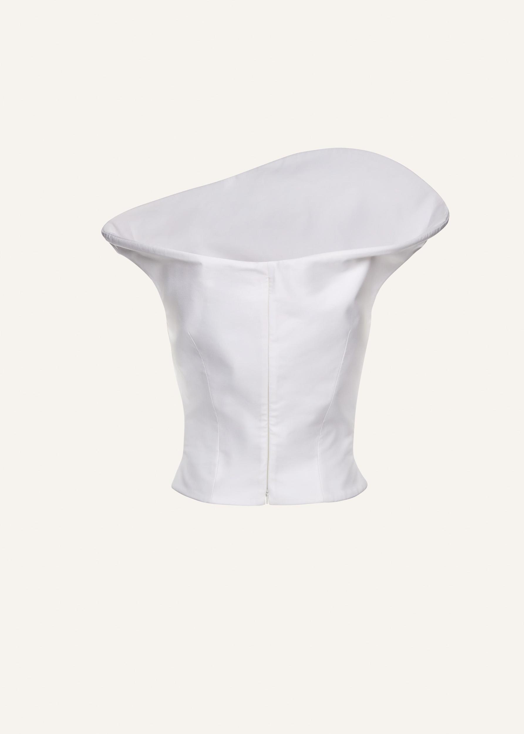 Sculptural sleeveless cotton top in white Product Image
