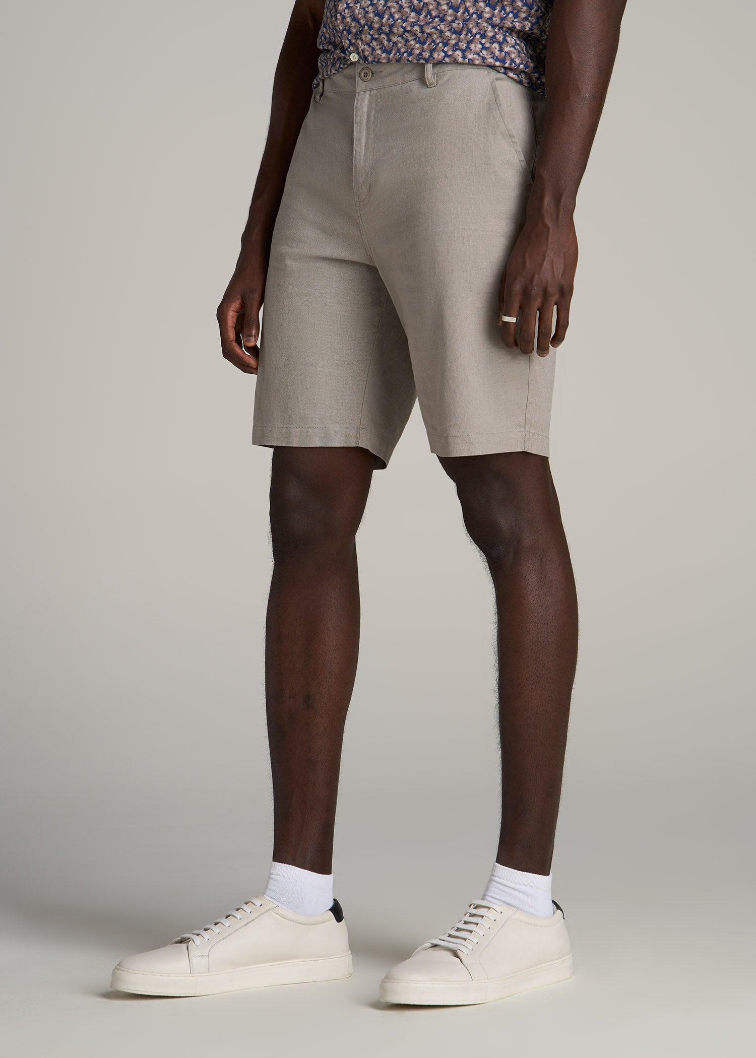 Linen Shorts For Tall Men in Burnt Orange Male Product Image