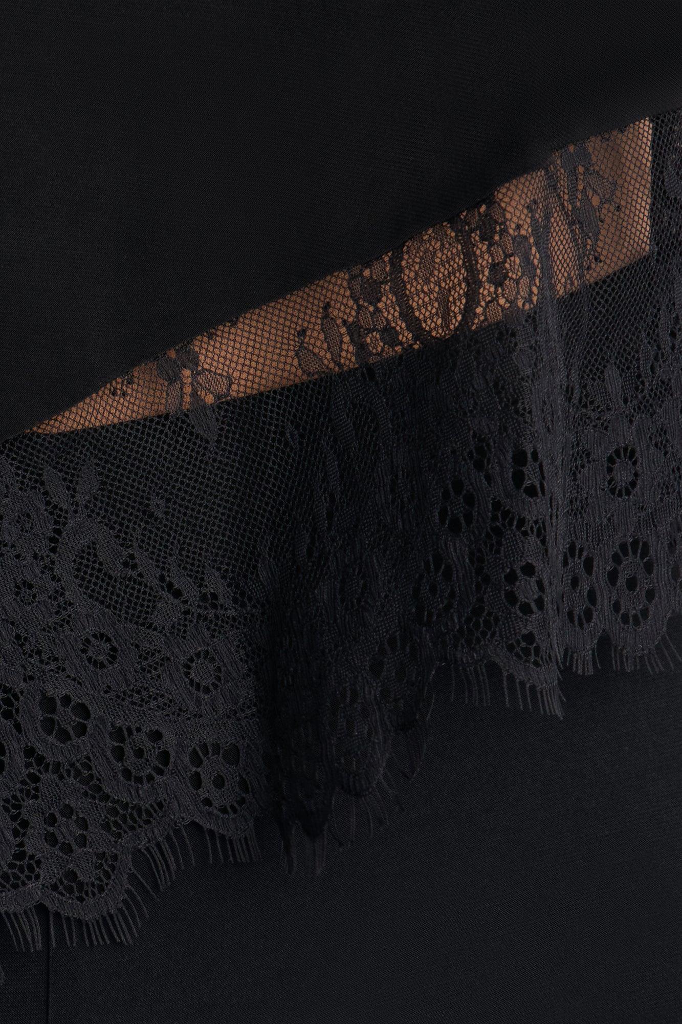 Clean Slate Lace Trim Pant Set - Black Female Product Image