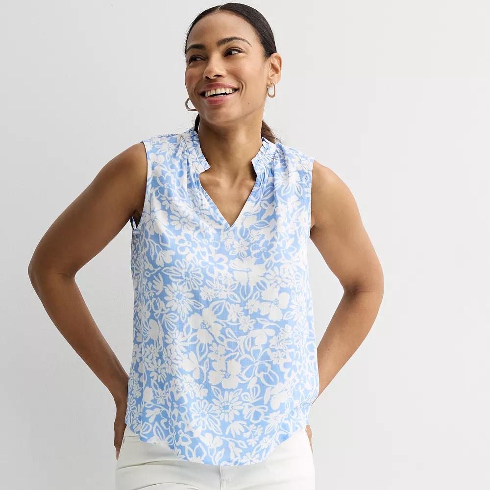 Womens Sonoma Goods For Life Ruffle Collar Tank Top Product Image