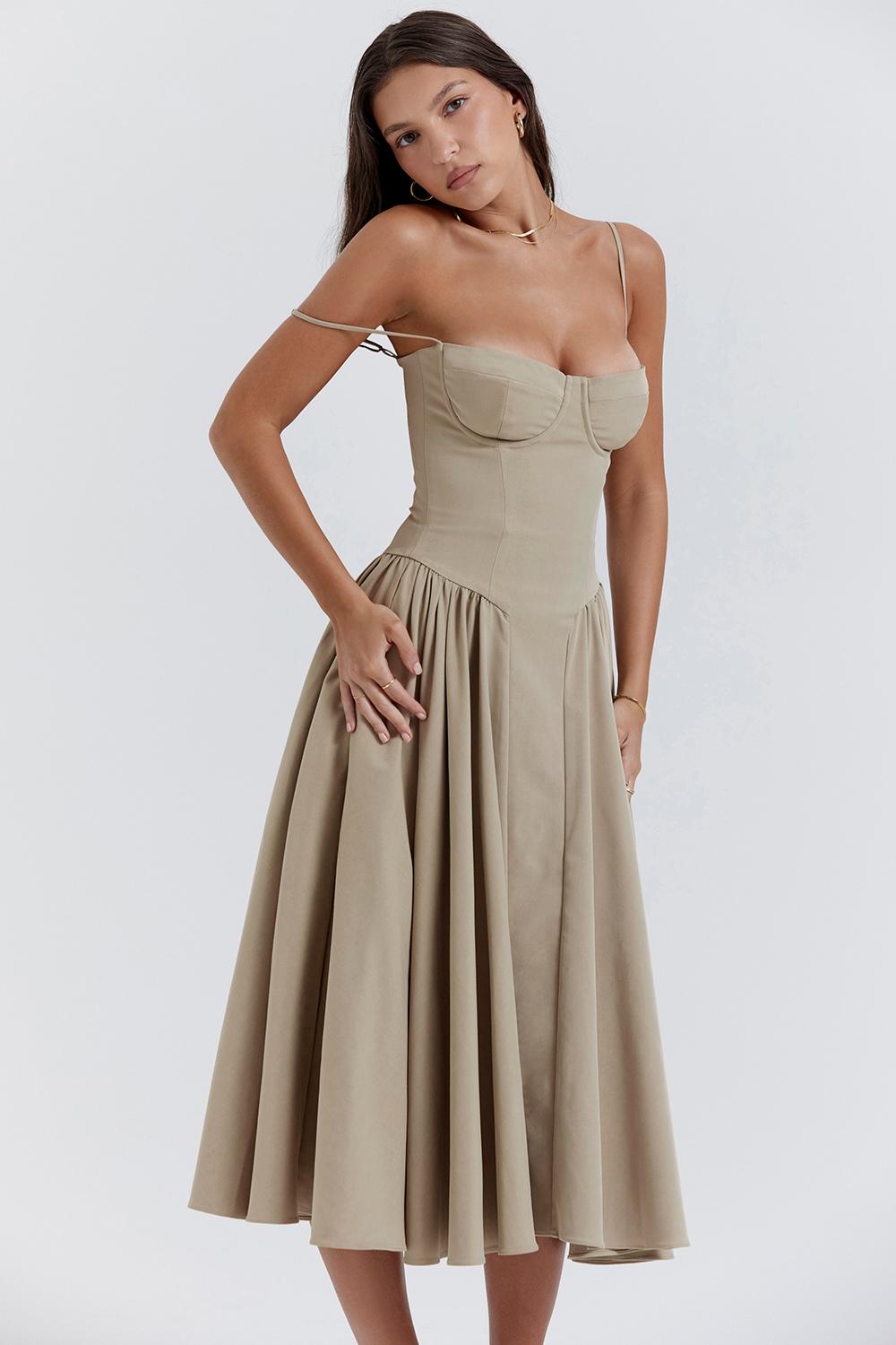 Samaria  taupe corset sundress Product Image