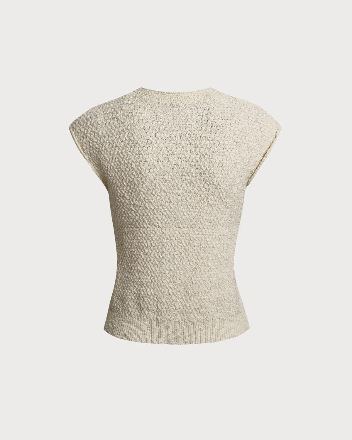 Apricot Round Neck Textured Tank Top Product Image