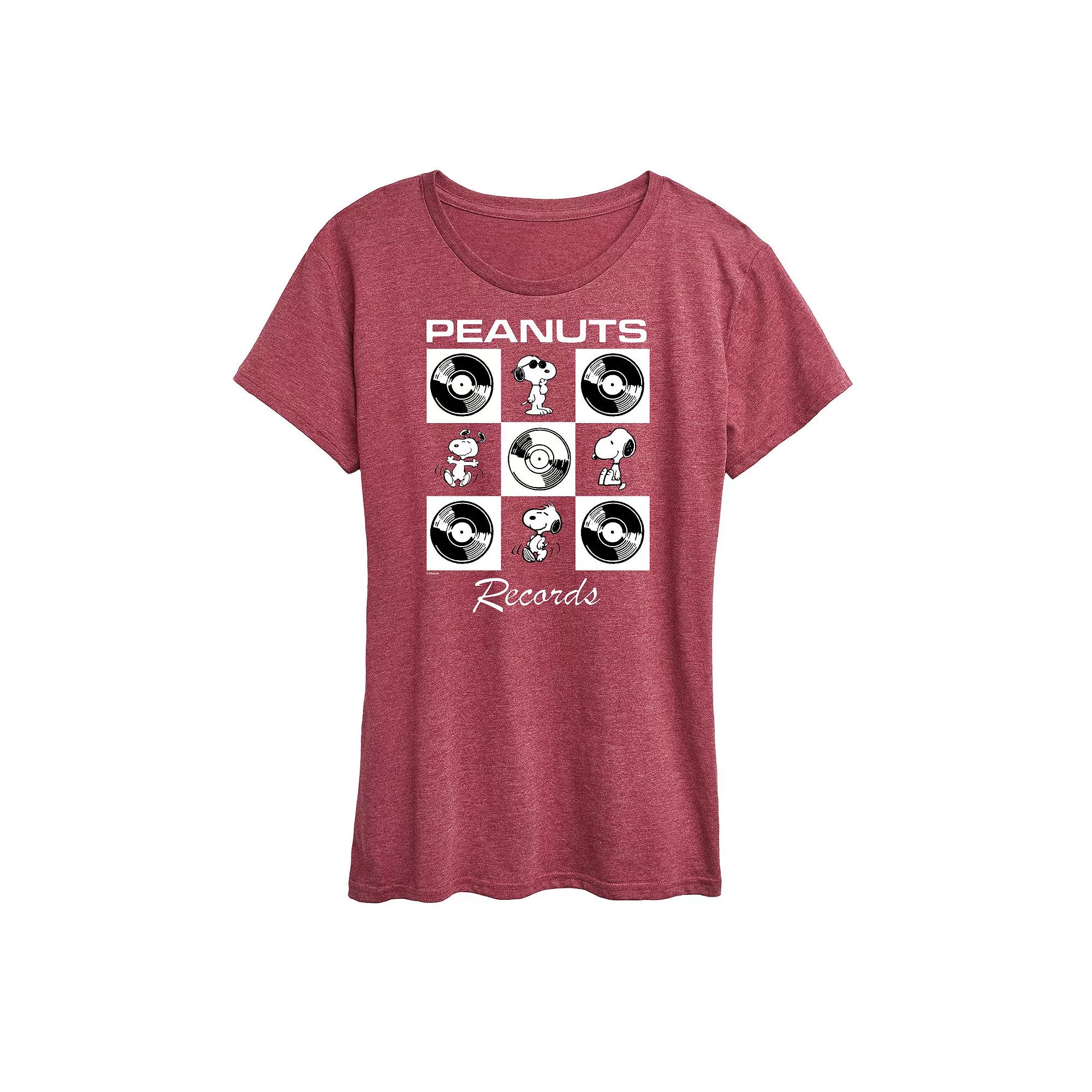 Women's Peanuts Snoopy Vinyl Grid Graphic Tee,  Product Image