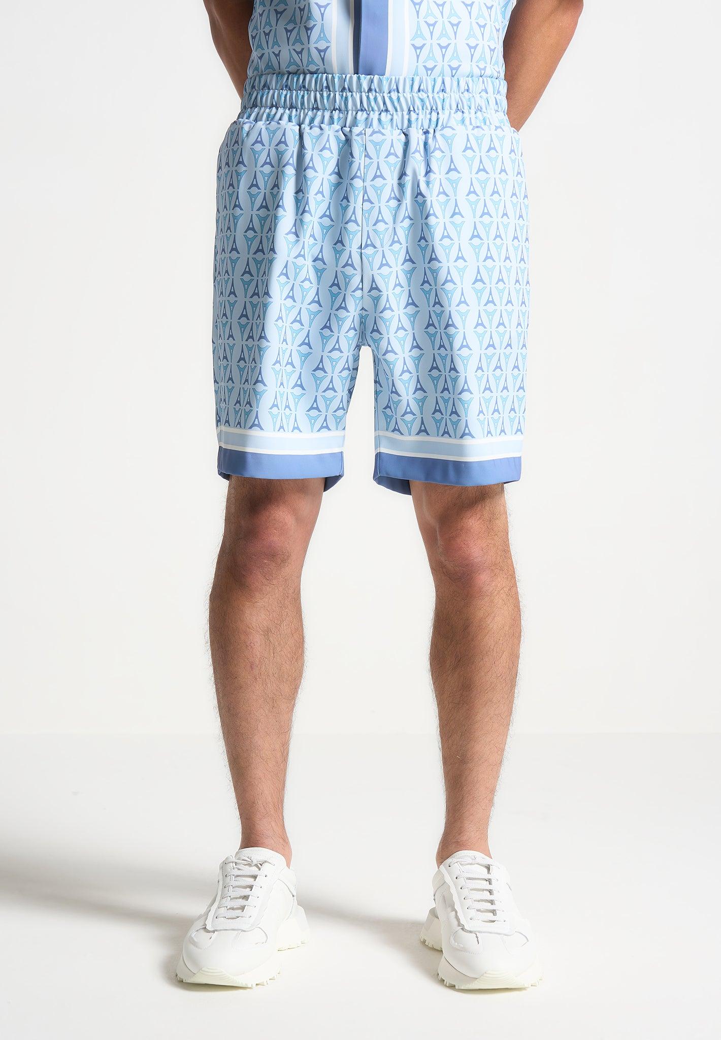 Eiffel Monogram Shorts - Blue Male Product Image