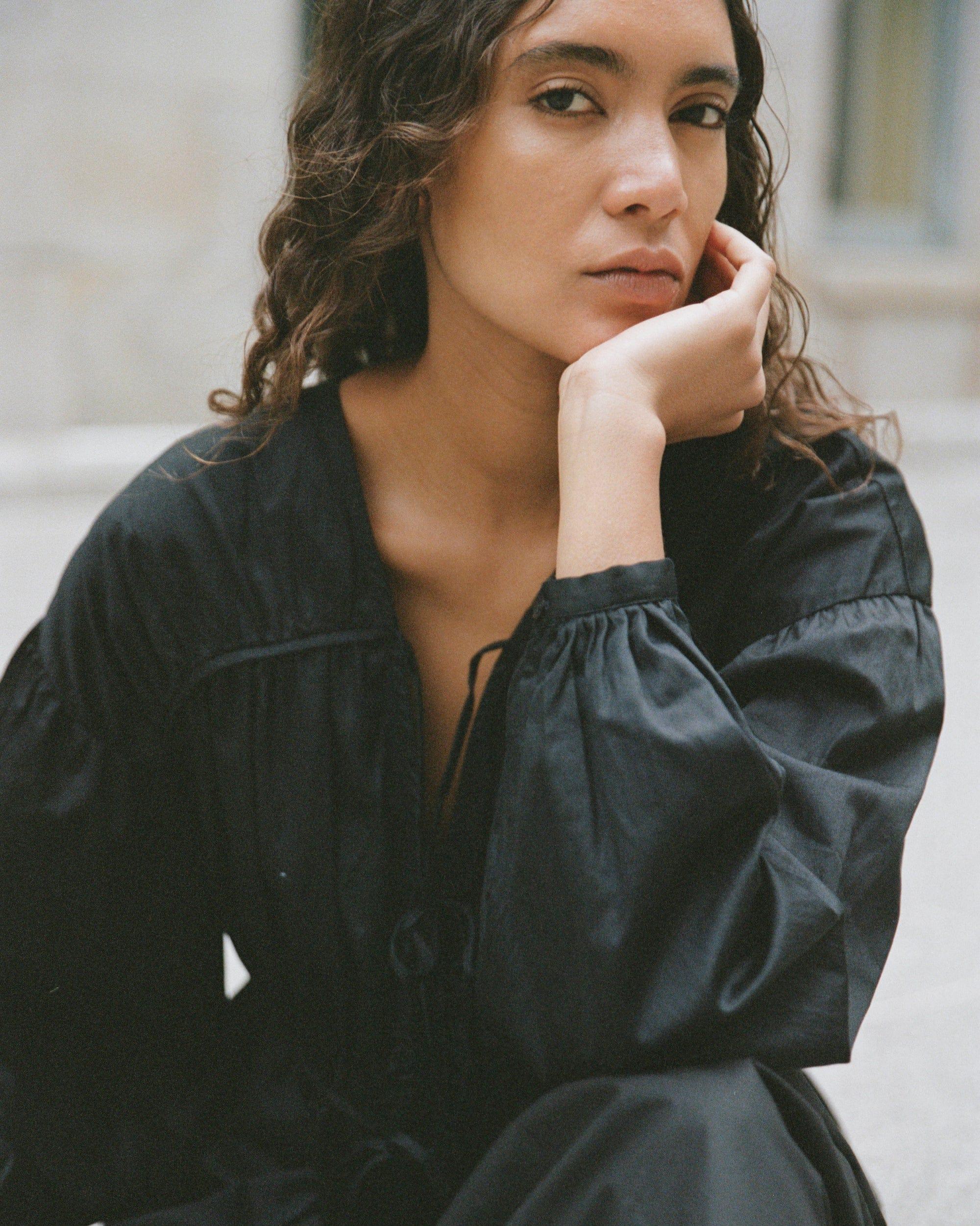 Hira Tie-Front Organic Cotton Blouse Product Image