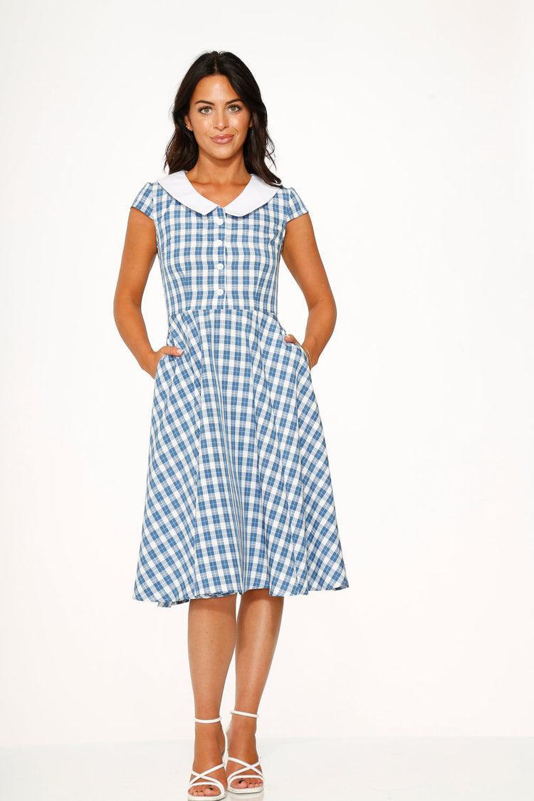 Blue Checker Swing Dress Product Image