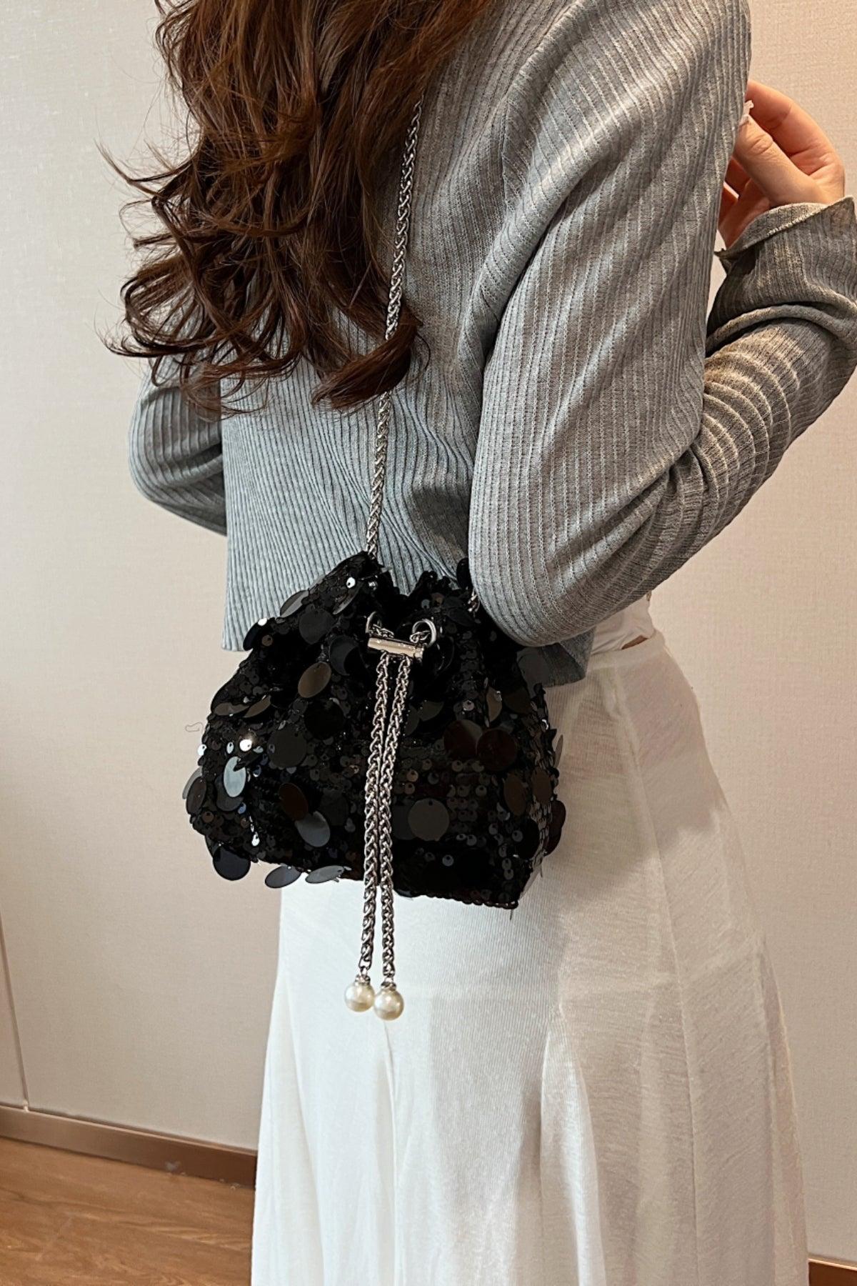 Drawstring Sequin Crossbody Bag Product Image