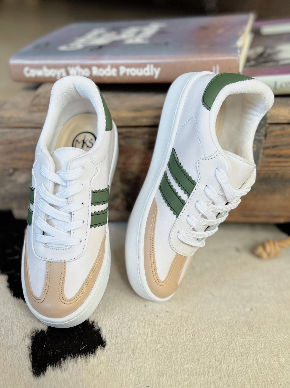 Women's Double Stripe Green Sneakers* Product Image