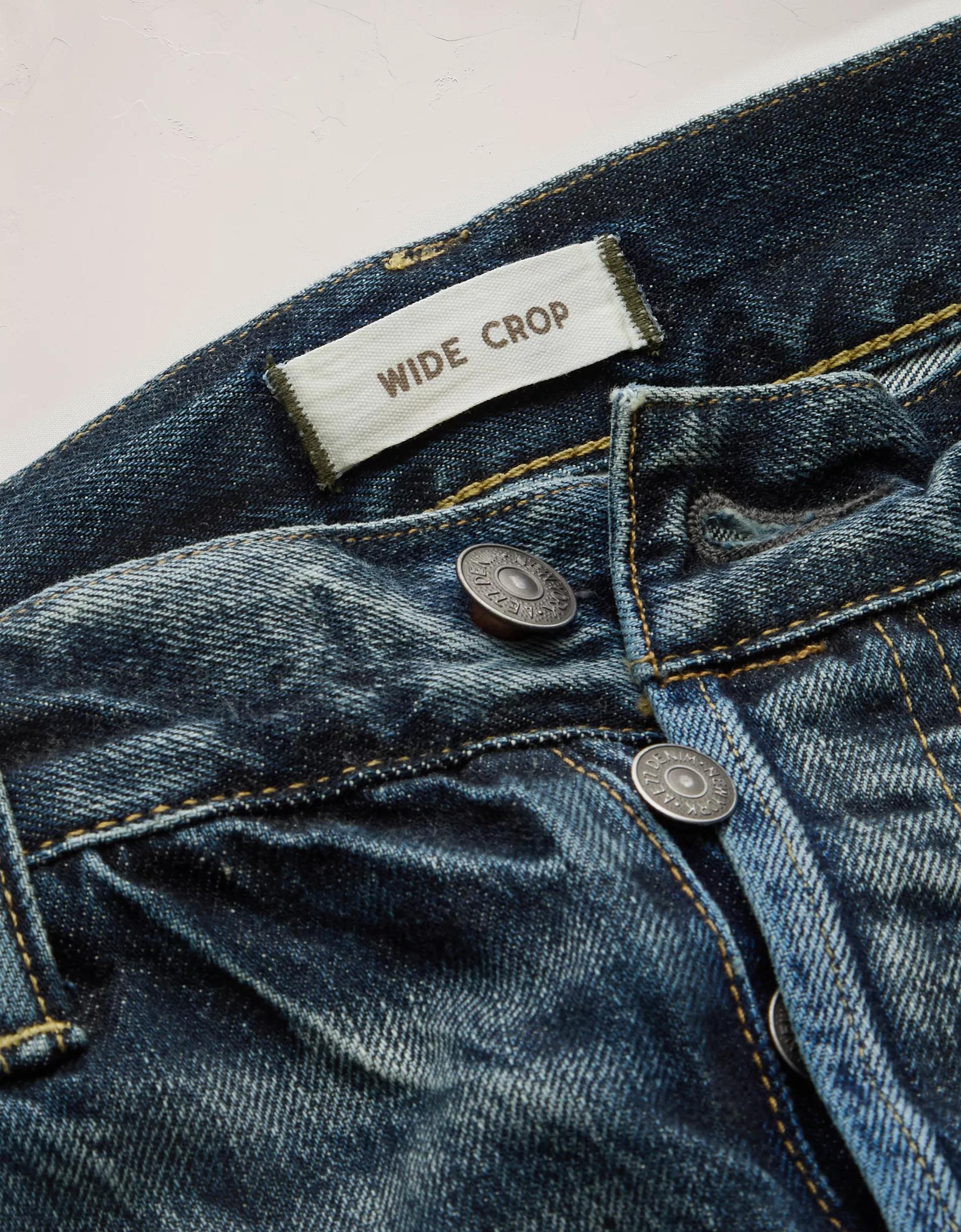 AE77 Premium Wide Crop Cuff Jean Product Image