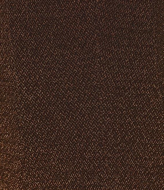 Antonio Melani JoJo Metallic Crepe Knit Mock Neck Cap Sleeve Fit and Flare Flounce Mini Dress Product Image