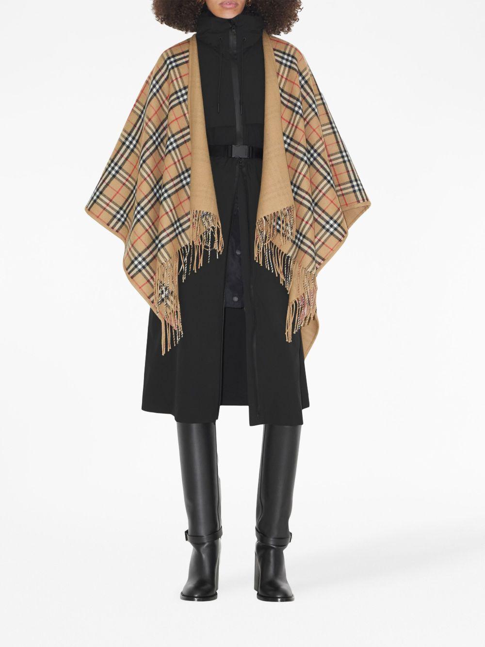 check-pattern reversible wool cape Product Image