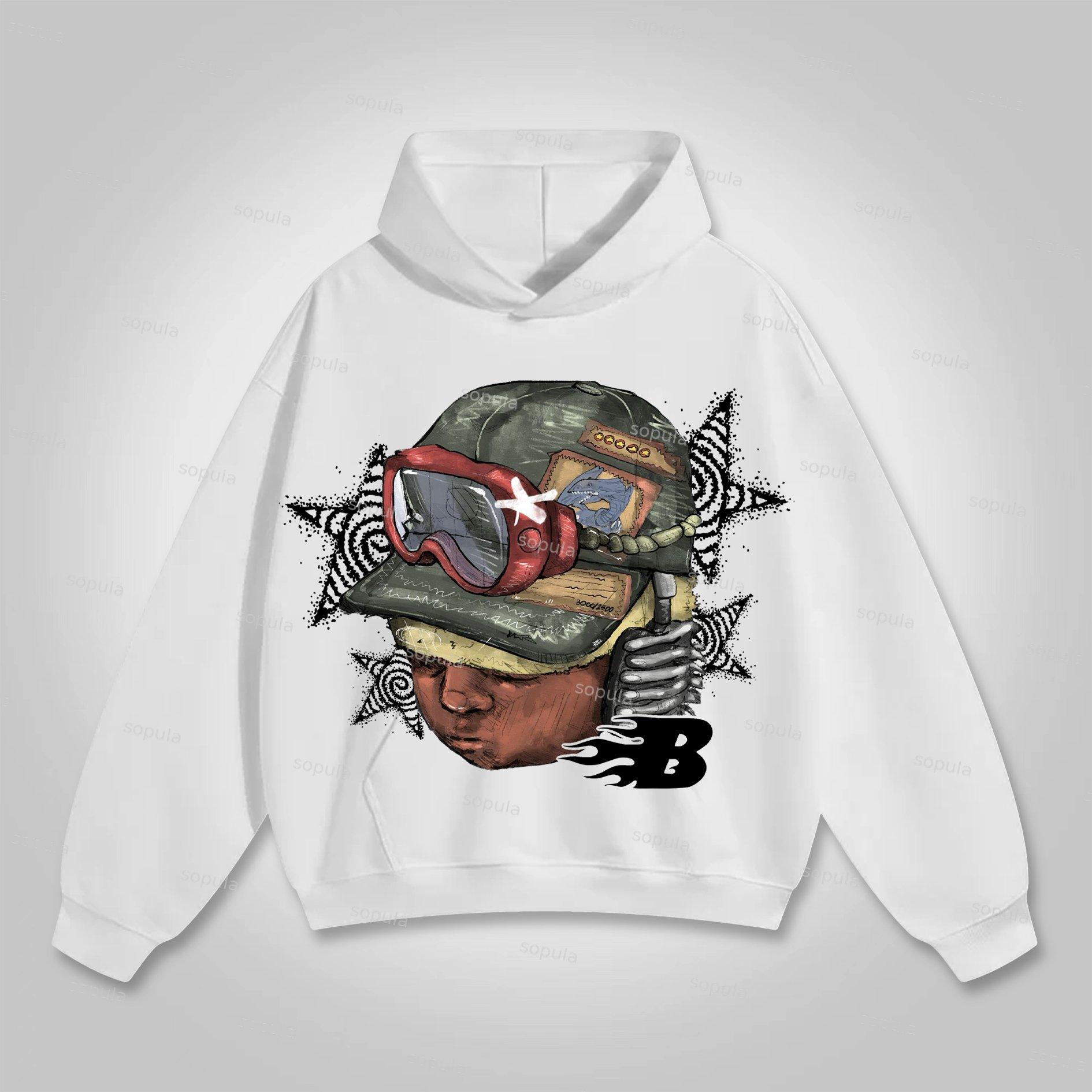 Sopula Vintage Loose Lip Fashion Graphic Hoodie Product Image
