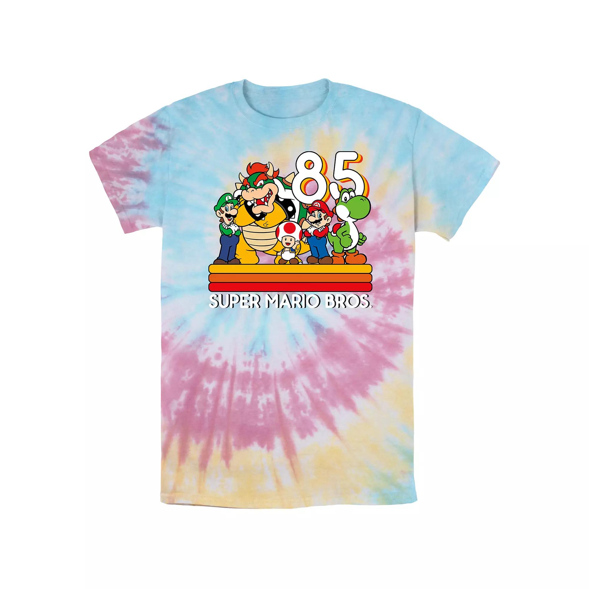 Men's Nintendo Super Mario Bros Tee, Size: Small, Blue Pink Light Yellow Product Image