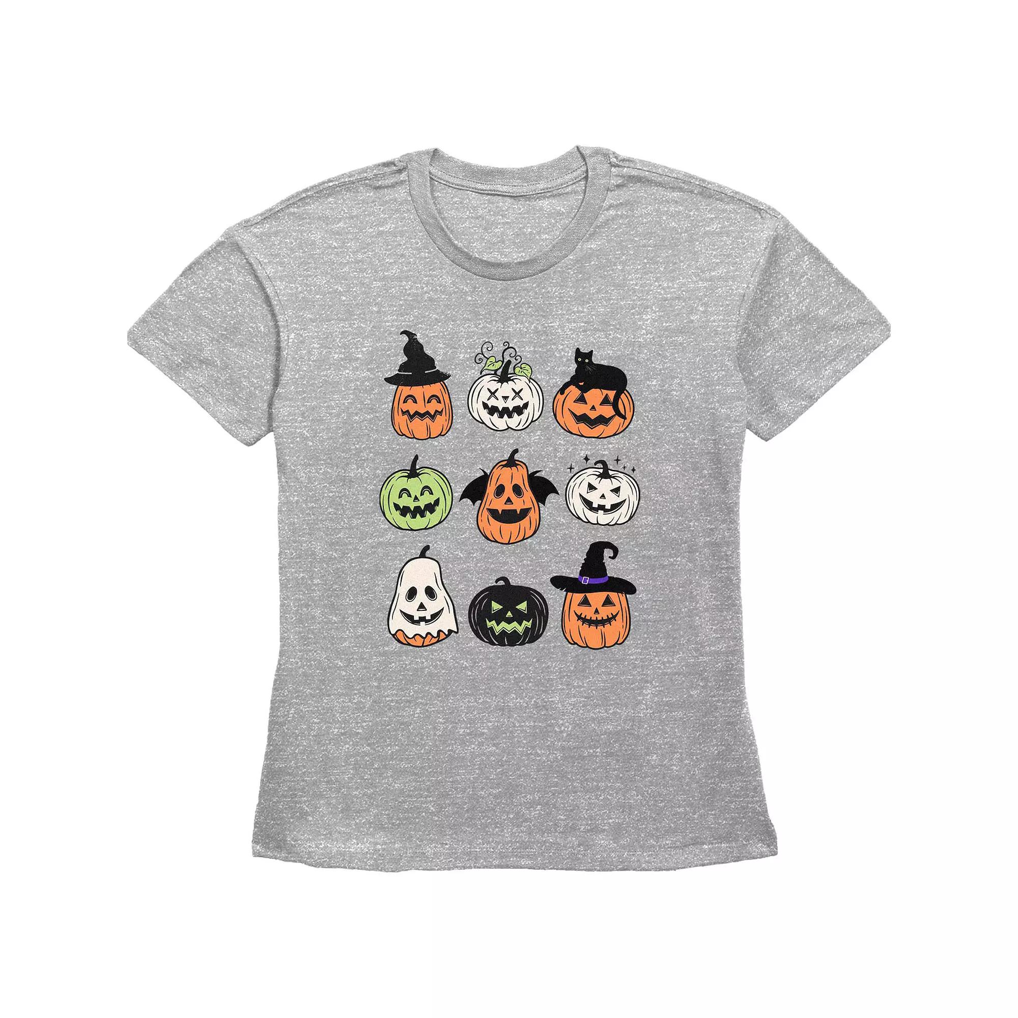 Juniors' Halloween Jack O Lanterns Jumble Graphic Tee, Women's,  Product Image
