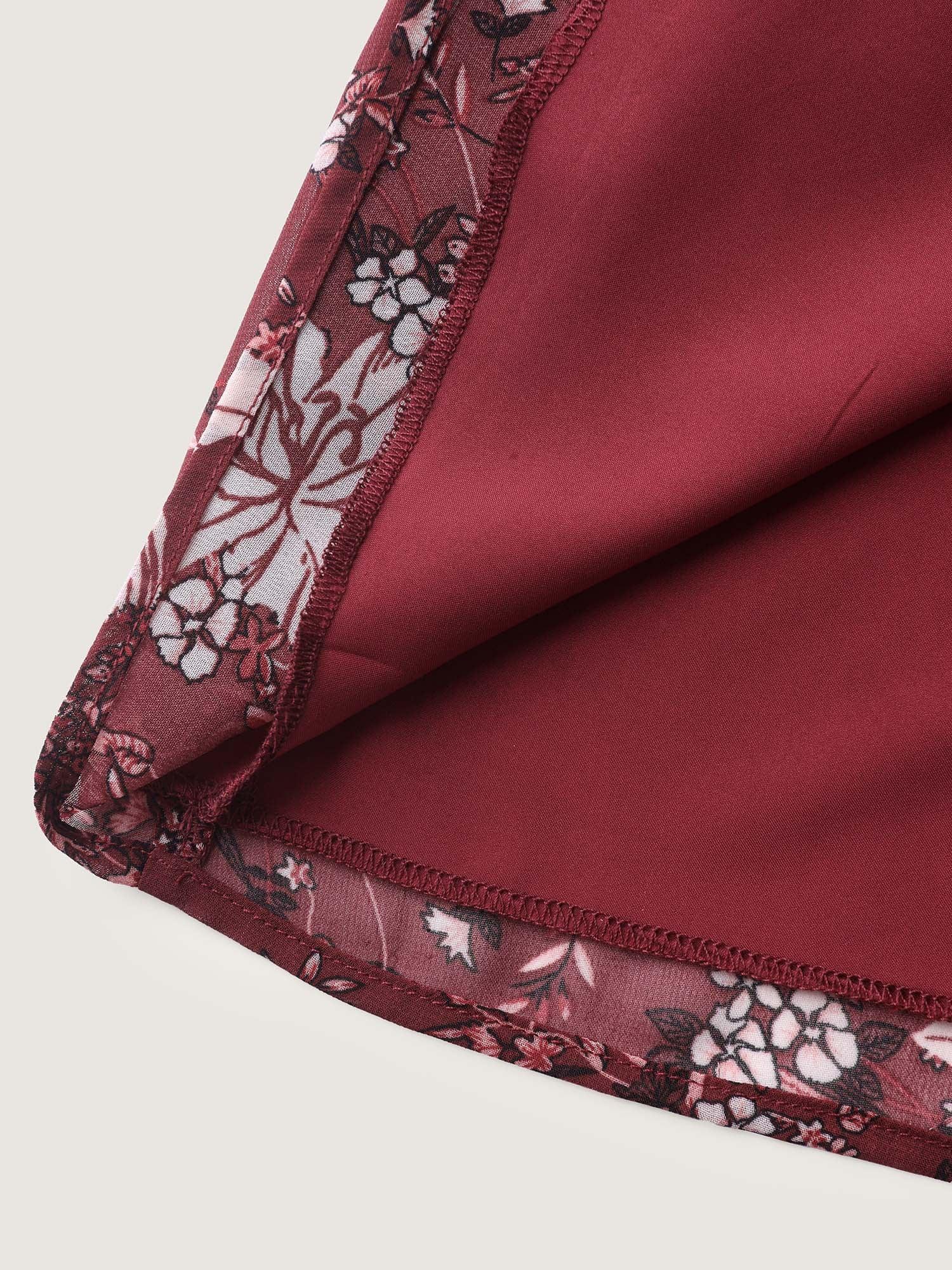 Fall Floral Print Lace Trim Blouse Female Product Image