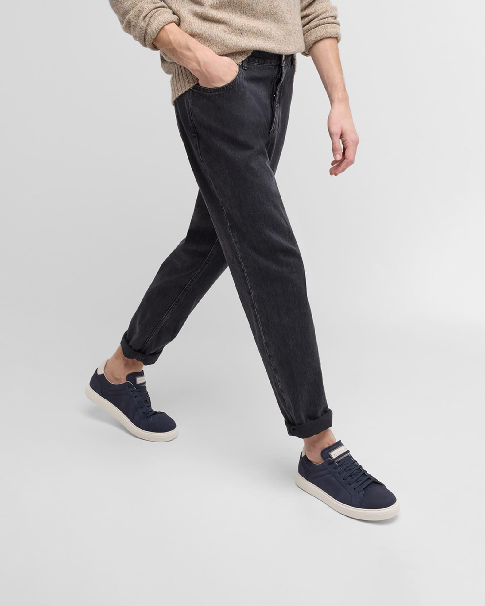 Men's Nubuck Calfskin Low-Top Sneakers Product Image