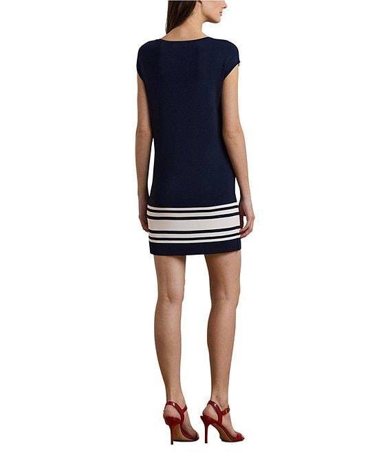Lauren Ralph Lauren Coordinating Two-Tone Crew Neck Cap Sleeve Shift Sweater Dress Product Image